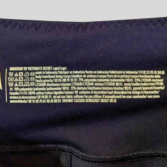 Victoria’s Secret Sport Capri Leggings Women’s Size Medium Blue Silver Trim - Picture 3 of 10